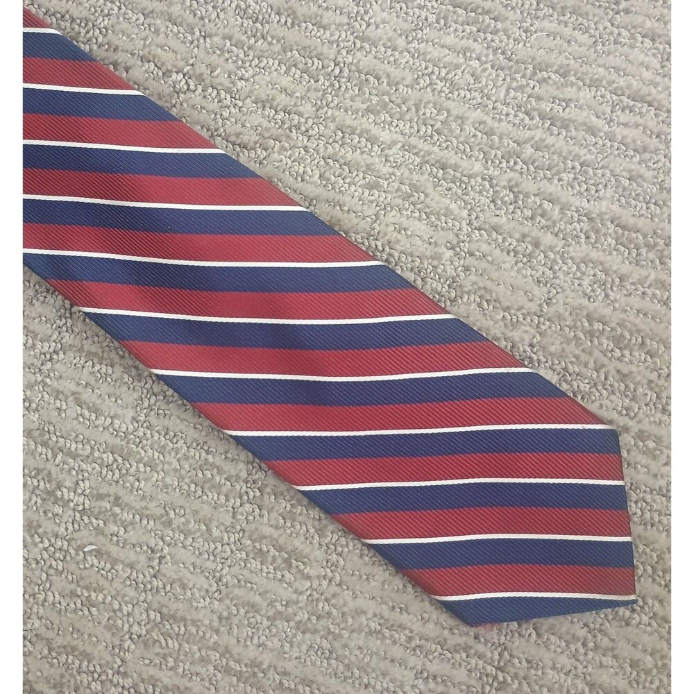 Brooks‎ Brothers Makers Repp Stripe Silk Necktie Red and Navy Blue